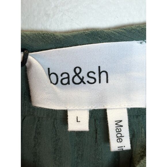 BA&SH Women's 1E21UMMA Size Large Kaki Umma Flutter Sleeve Swing Blouse Top NWT - Picture 7 of 11